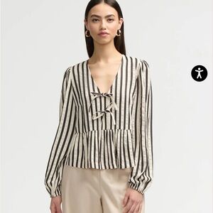 NVLT Black and White Striped Blouse